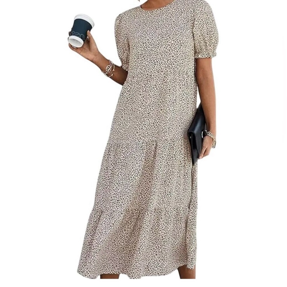 Pretty Garden NWT Bohemian Animal Print
Tiered Puff Sleeve Midi Dress Size M - Picture 3 of 7